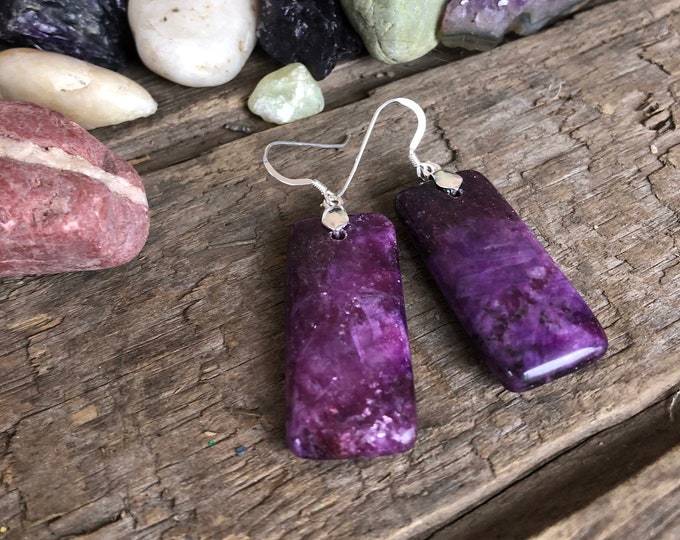 Purple Lepidolite Earrings - 2.5 inch