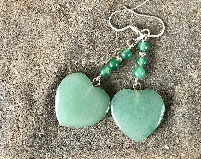 Green Aventurine Heart Earrings