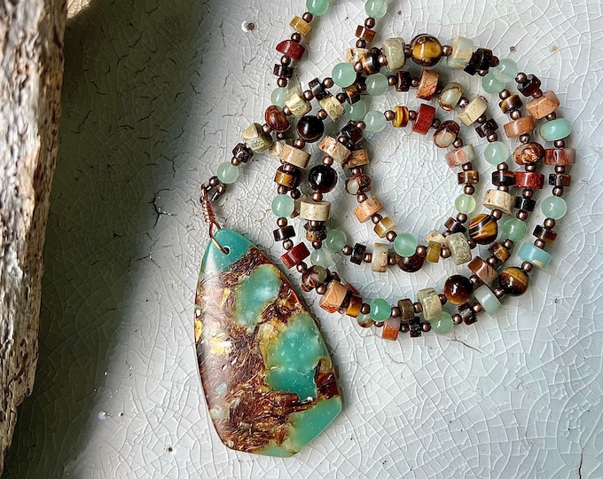 Jasper, Copper Bornite, Aventurine, Tiger Eye & Copper Necklace