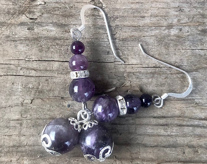 Amethyst Drop Earrings 2.5 inch