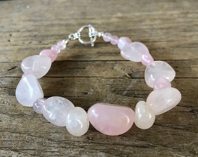 Rose Quartz Pink Chunk Bracelet