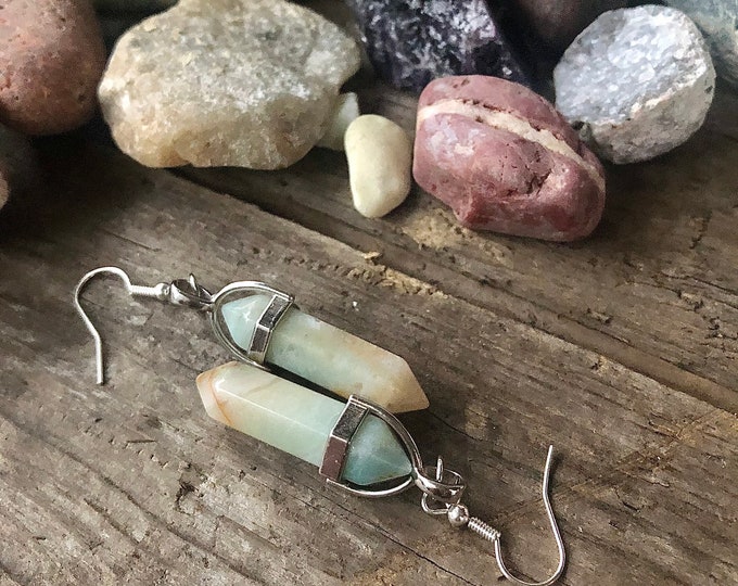 Bohemian Blue Amazonite Point Earrings