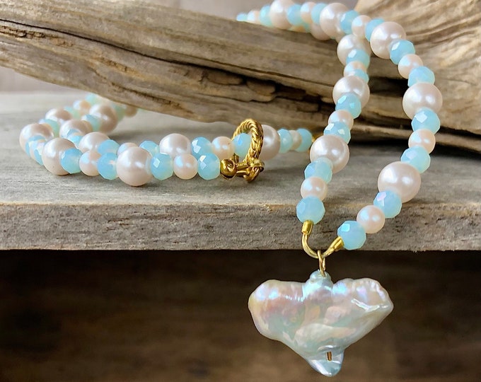 Freshwater Pearl & Quartz Crystal Necklace