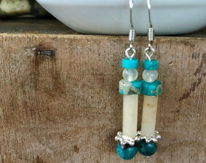 Ocean Jasper & Quartz Boho Statement Earrings