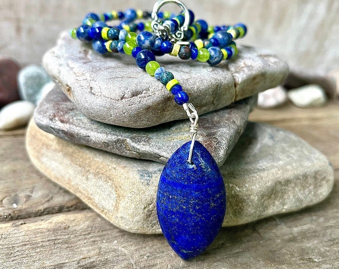 Lapis Lazuli, Peridot, Jasper, & Sodalite Necklace