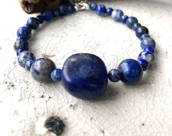 Lapis Lazuli Boho Statement Bracelet
