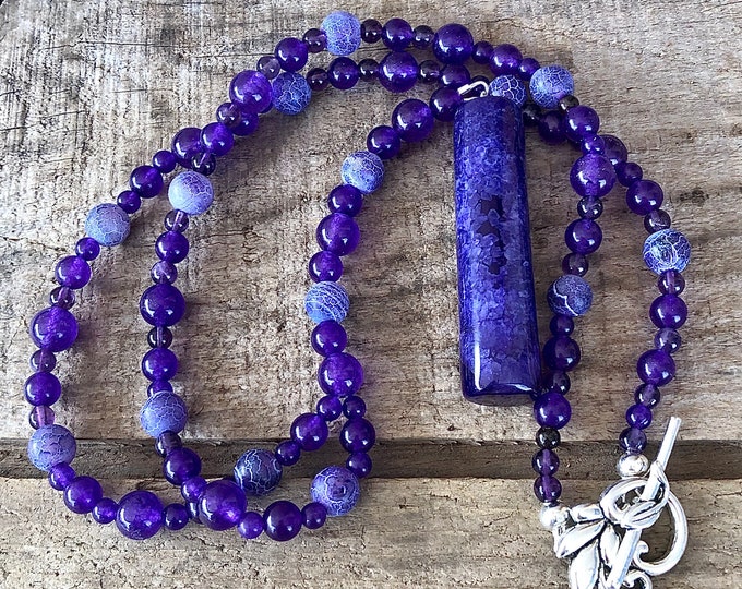 Purple Agate Necklace - 22 inch