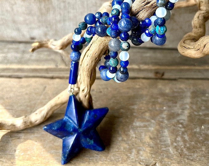 Lapis Lazuli Star, Agate Druzy, Opal & Sodalite Necklace