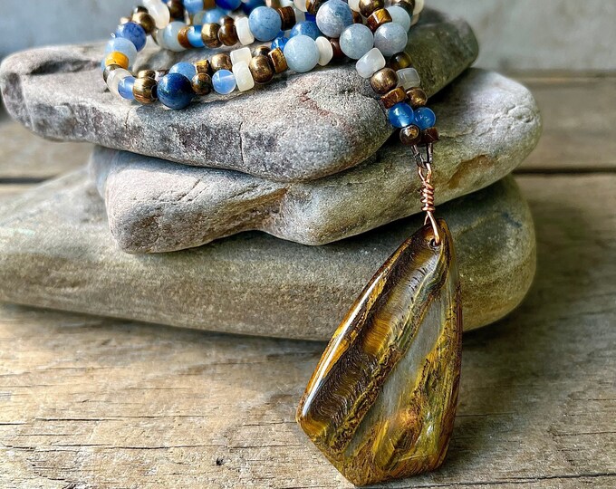 Tiger Eye, Blue Aventurine, Lapis Lazuli & Copper Necklace