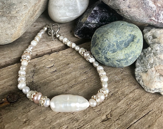 Ivory Freshwater Pearl & Crystal Bracelet