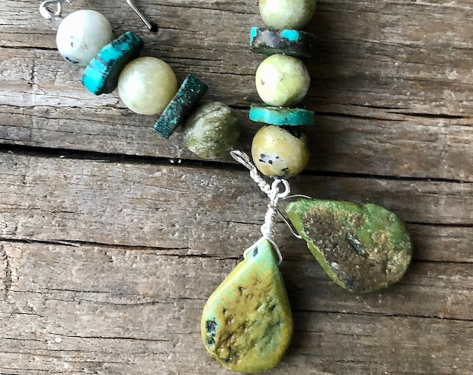 Jade & Turquoise Earrings - 3 inch