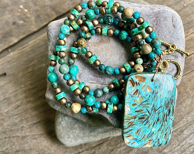 Turquoise, Howlite, Jasper & Copper Necklace