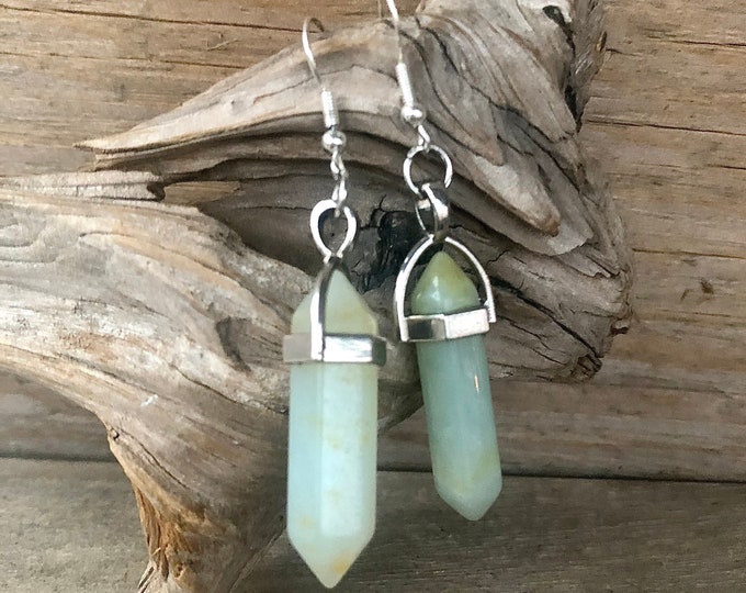 Blue Amazonite Drop Earrings - 2.5 inch