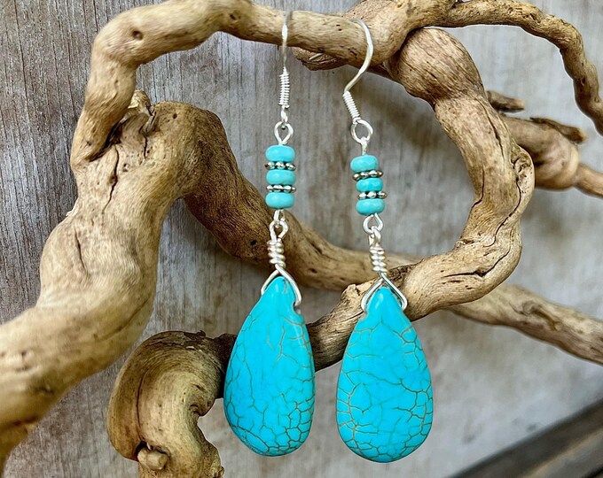 Turquoise Howlite & Silver Earrings