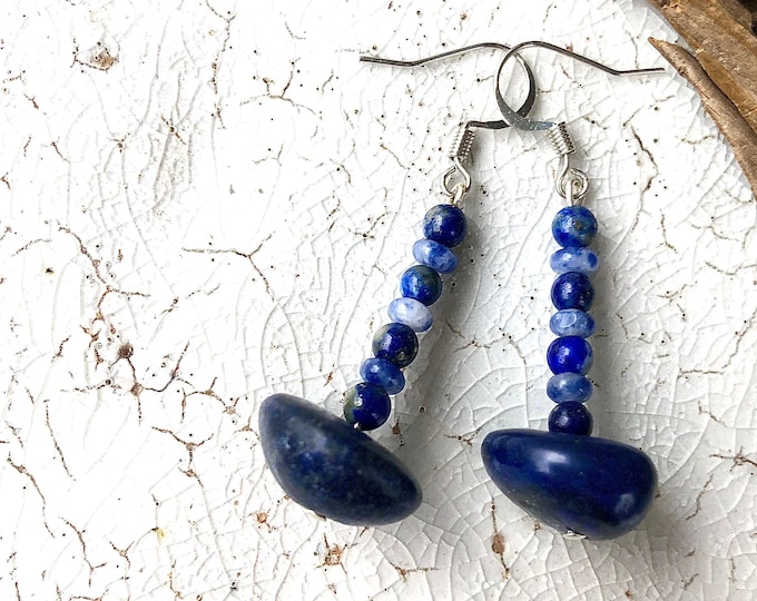 Lapis Lazuli & Sodalite Earrings - 2.25 inch