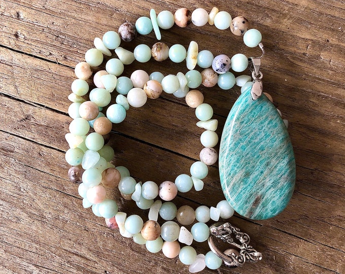 Amazonite Necklace, Boho  Gemstone Necklace