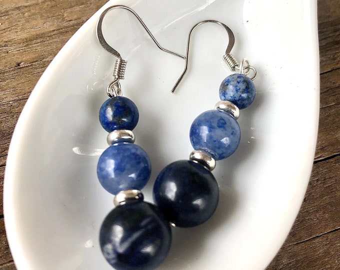 Lapis Lazuli & Sodalite Earrings -1.5 inch