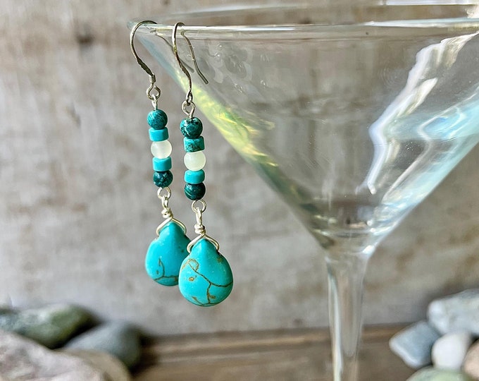 Turquoise, Jasper, Howlite & Sunstone Earrings