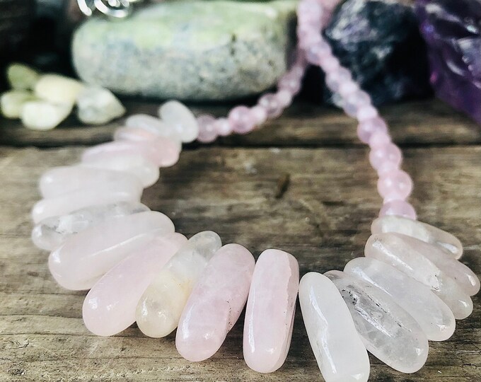 Rose Quartz Necklace - 21 inch