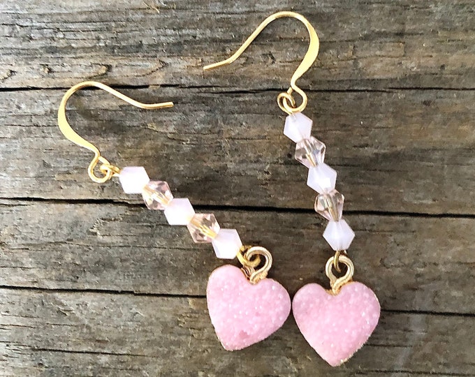 Agate Druzy, Crystal & Quartz Crystal Drop Earrings