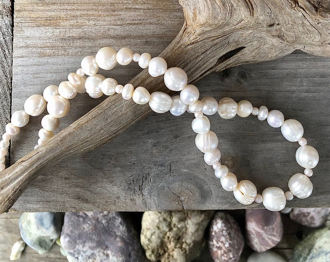 Blush and White Freshwater Pearl Necklace - 18 inch