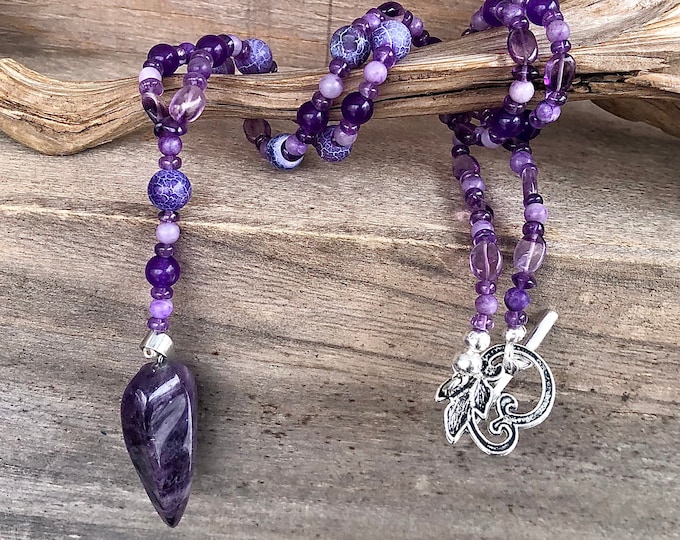 Elegant Amethyst, Pearl & Lepidolite Necklace