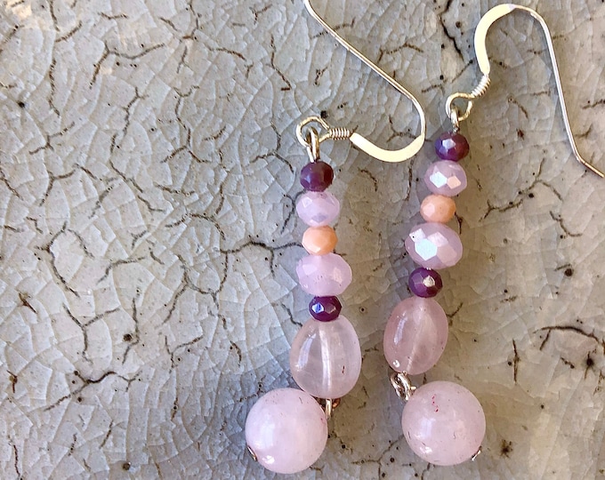 Rose Quartz & Crystal Earrings