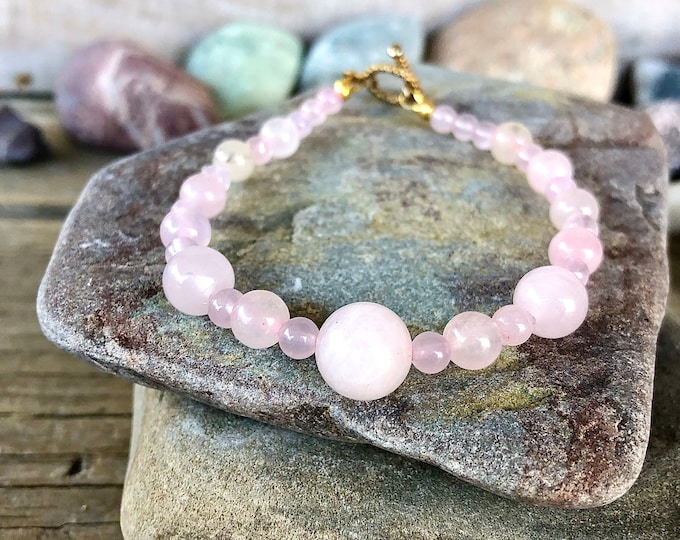 Pink Rose Quartz Gemstone Bracelet