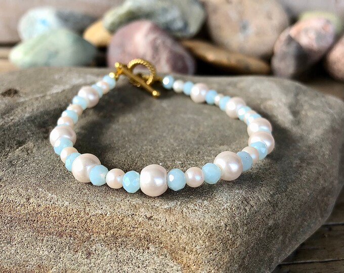 Freshwater Pearl & Quartz Crystal Bracelet