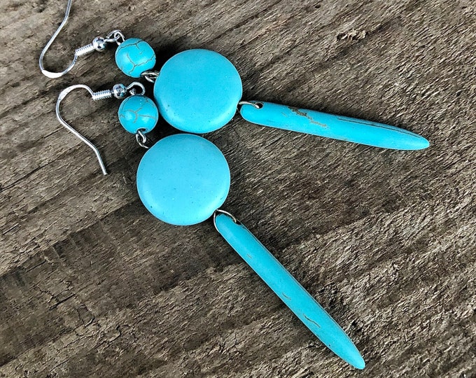 Turquoise Magnesite Earrings - 3 inch