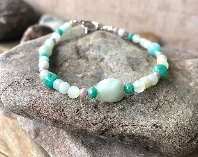 Amazonite, Aventurine & Quartz Crystal Bracelet