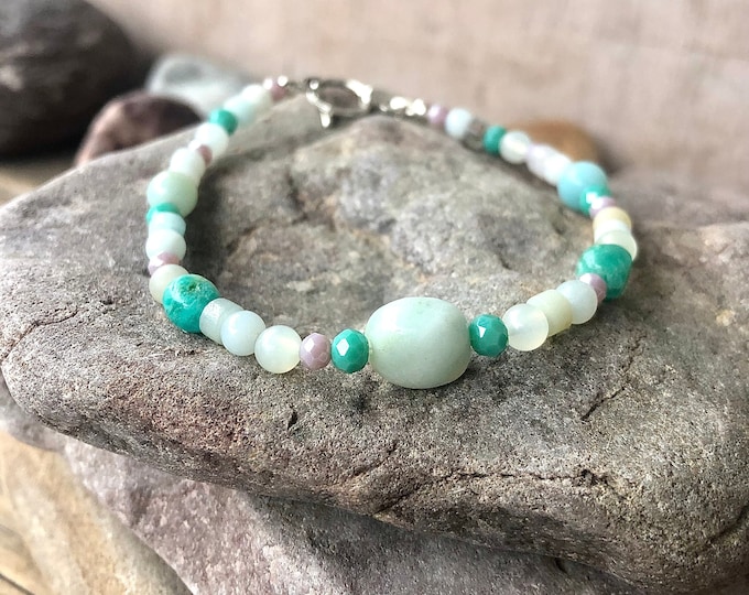 Amazonite Aventurine & Quartz Crystal Bracelet