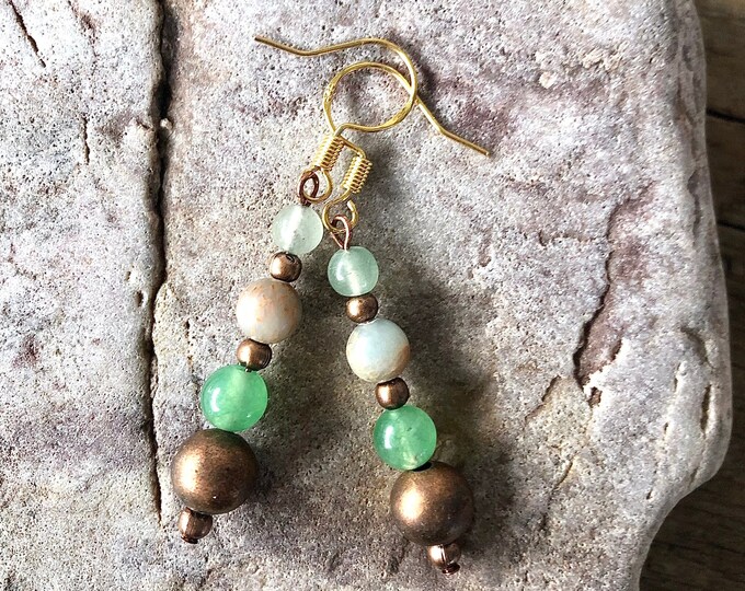 Jasper, Aventurine & Copper Earrings