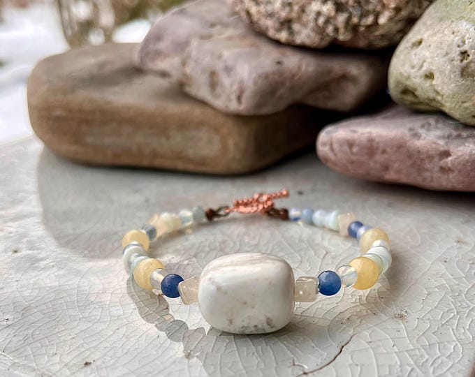 Agate Quartz Crystal Opal & Blue Aventurine Bracelet
