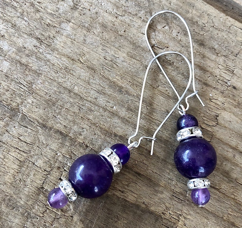 Amethyst /& Crystal Earrings Handmade Gemstone Boho Hippie Healing Statement Earrings Birthday Gift for Her
