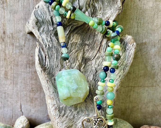 Aventurine, Agate, Lapis Lazuli, Jasper, Jade & Quartz Crystal Necklace