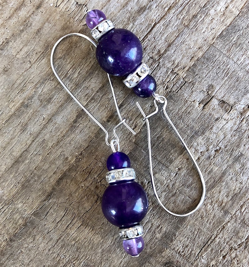 Amethyst /& Crystal Earrings Handmade Gemstone Boho Hippie Healing Statement Earrings Birthday Gift for Her