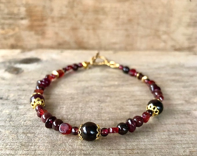 Rich Red Garnet & Gold Bracelet