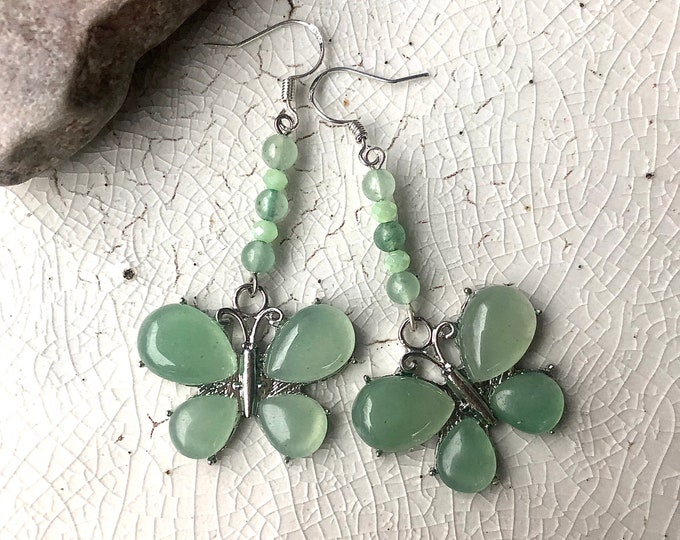 Green Aventurine Butterfly Drop Earrings