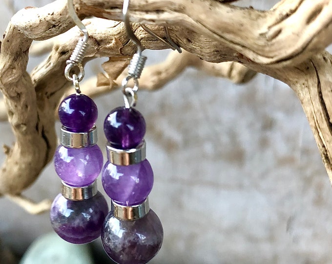 Purple Amethyst & Silver Earrings