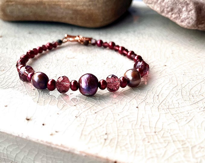 Freshwater Pearl & Crystal Bracelet
