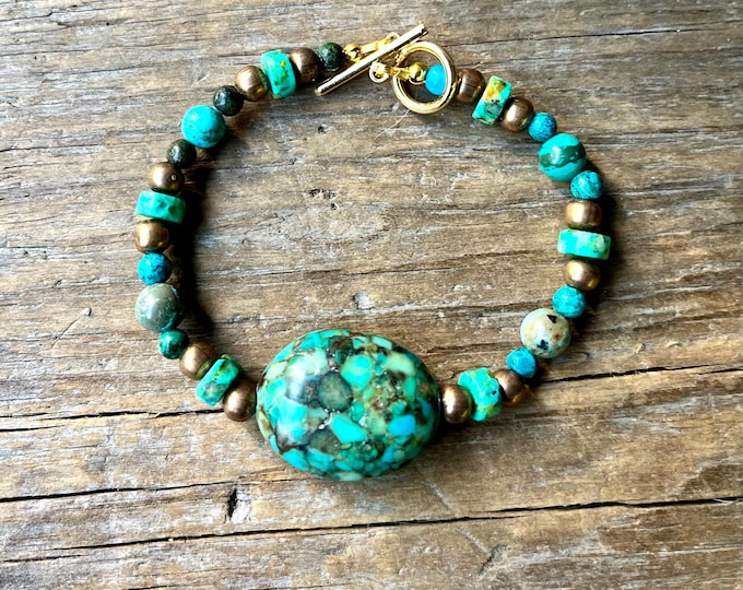 Bohemian Turquoise Jasper Copper Bracelet