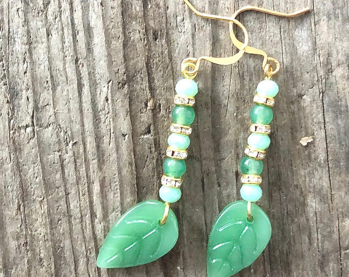 Aventurine & Quartz Crystal Earrings