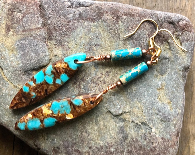 Jasper & Copper Bornite Earrings