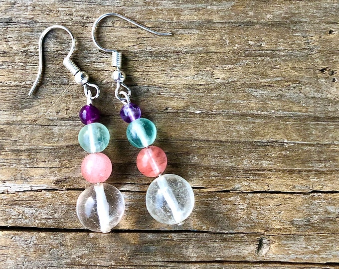 Vibrant Fluorite Earrings - 2 inch