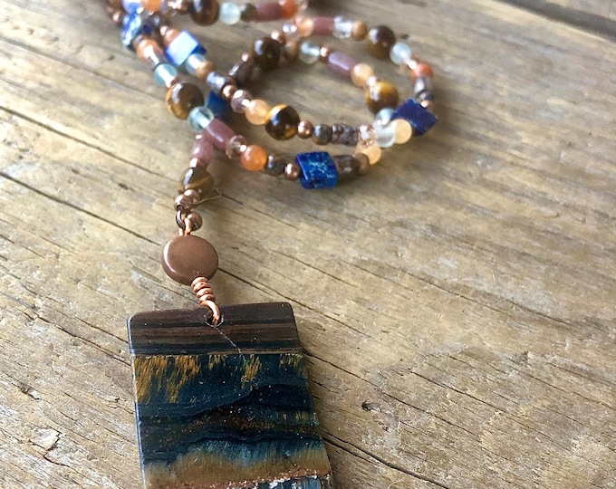 Tiger Eye, Jasper, Aventurine & Copper Necklace