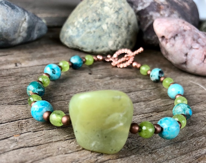 Jade, Jasper and Peridot Bracelet