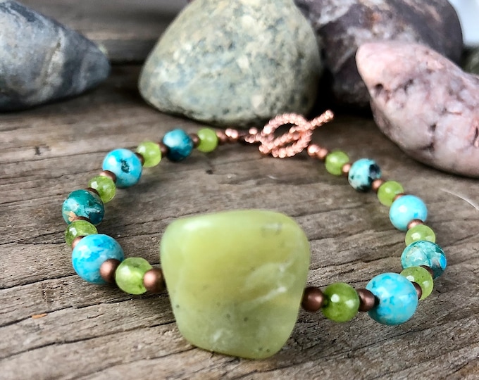 Jade Jasper and Peridot Bracelet - 8 inch*