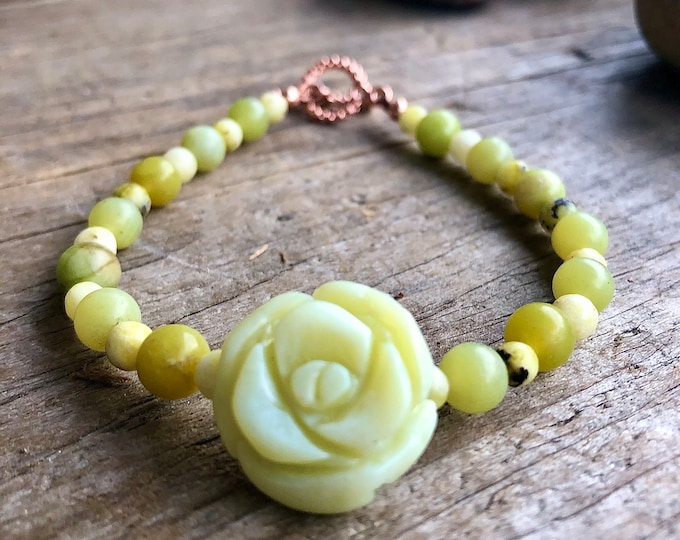 Jade Roses Bracelet - 8 inch*