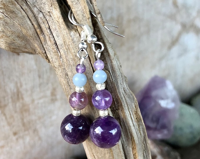 Purple Amethyst & Larimar Earrings